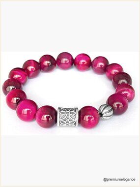 Natural Obsidian Tiger Eye Crystal Stretch Bracelet Healing Jewelry Unisex Gift